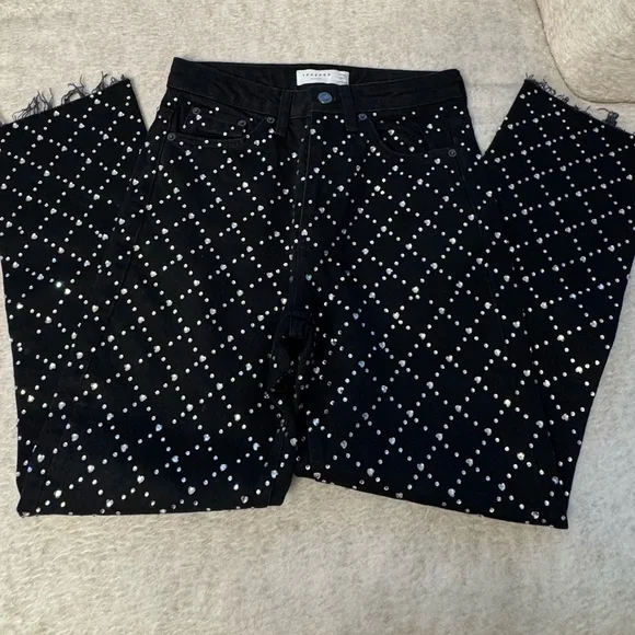 Topshop Black Studded Women's Jeans - Picture 15 of 16
